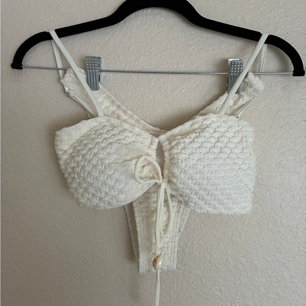 SHEIN Textured White Bikini Set (Size S)
